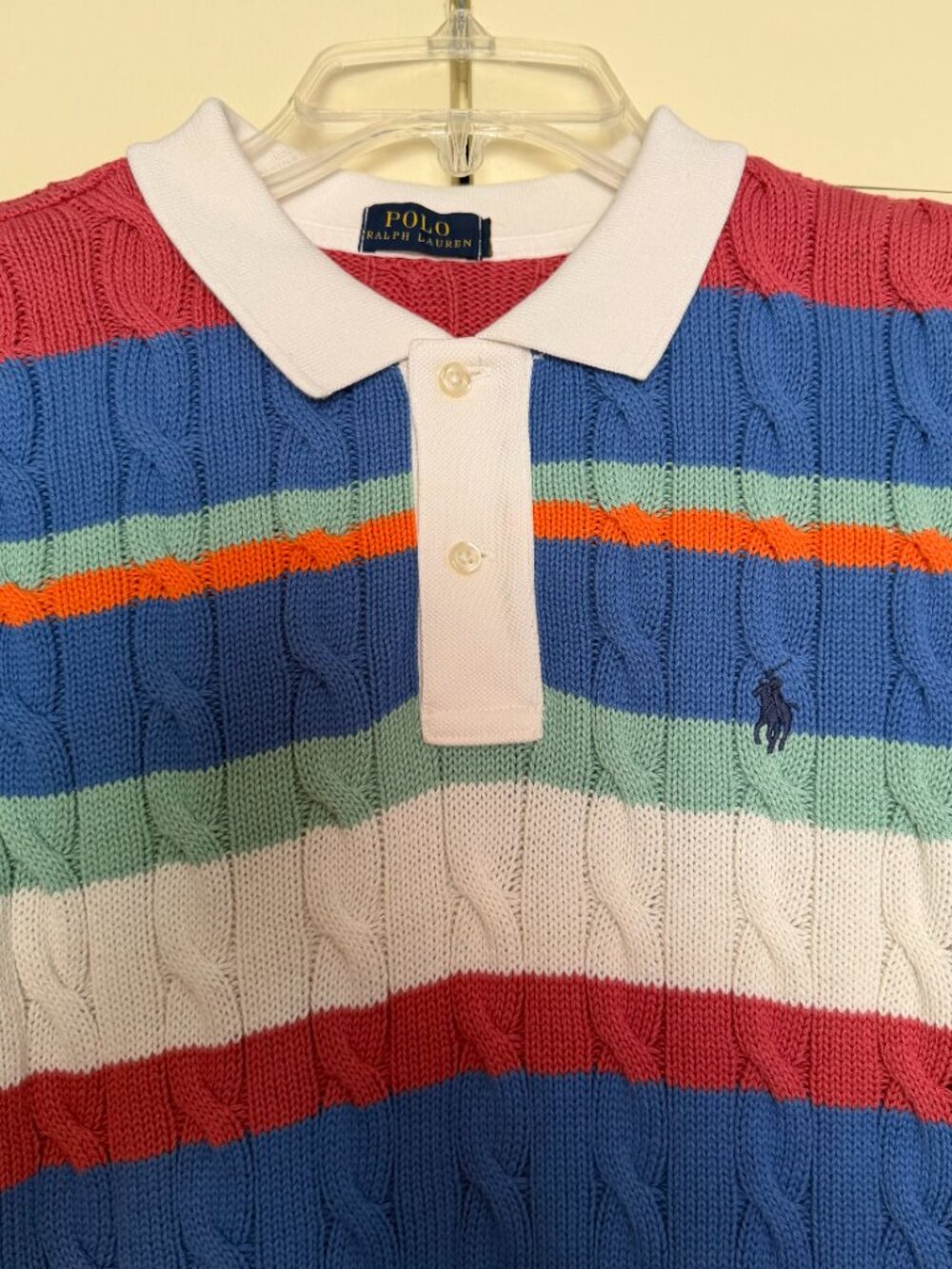 Ralph Lauren Women’s Stripe Cable Knitted Polo Shirt Size S - Picture 5 of 7